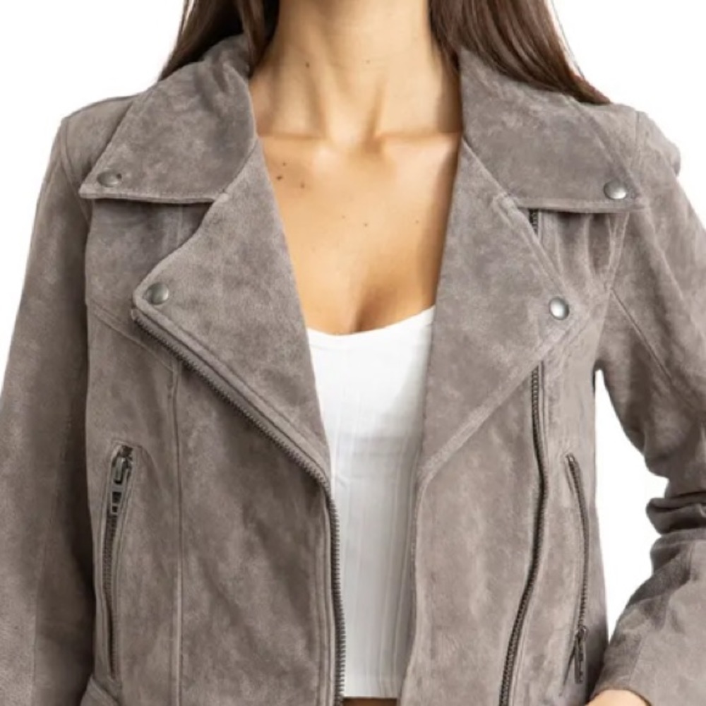 Blank NYC Midnight Toker Suede Moto Jacket Size S